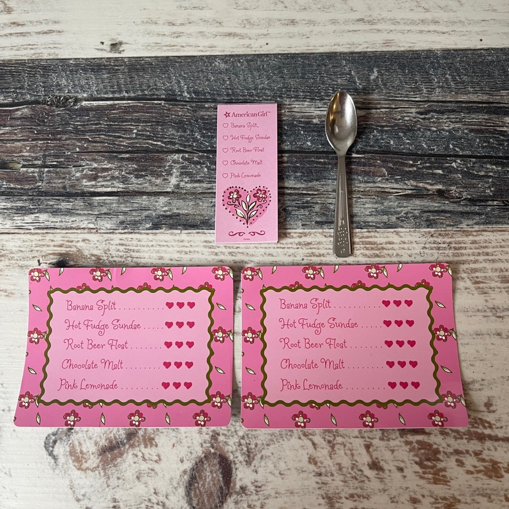 American Girl Doll Just Like You SWEET TREATS Set Spoon Placemats Order Pad 2007